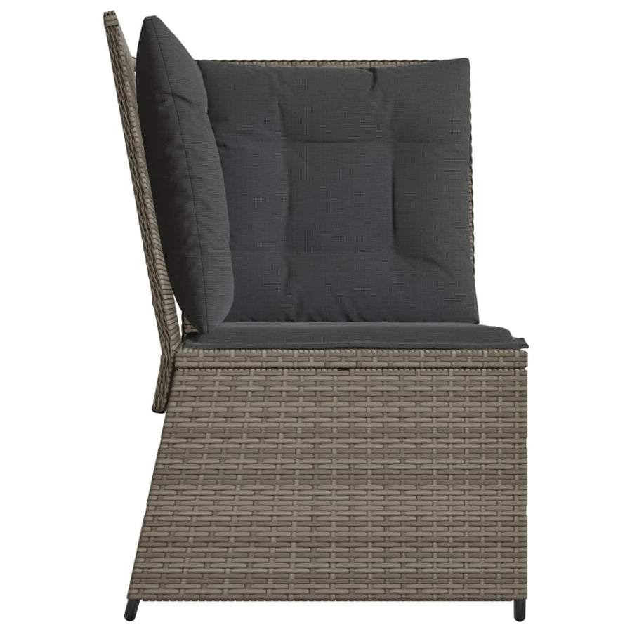 Tuinhoekbank met kussens poly rattan grijs