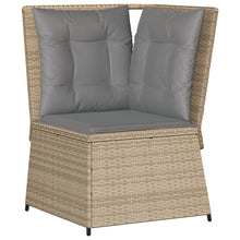 Tuinhoekbank met kussens poly rattan beige
