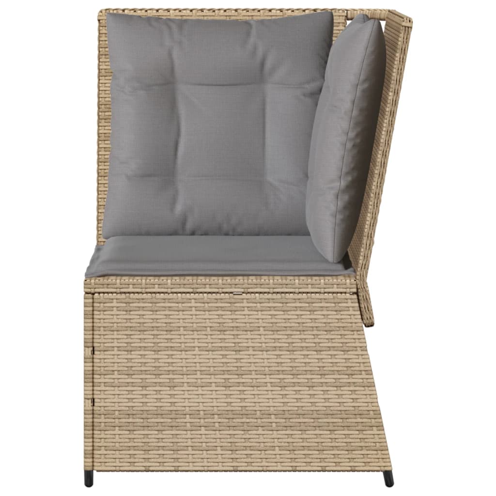 Tuinhoekbank met kussens poly rattan beige