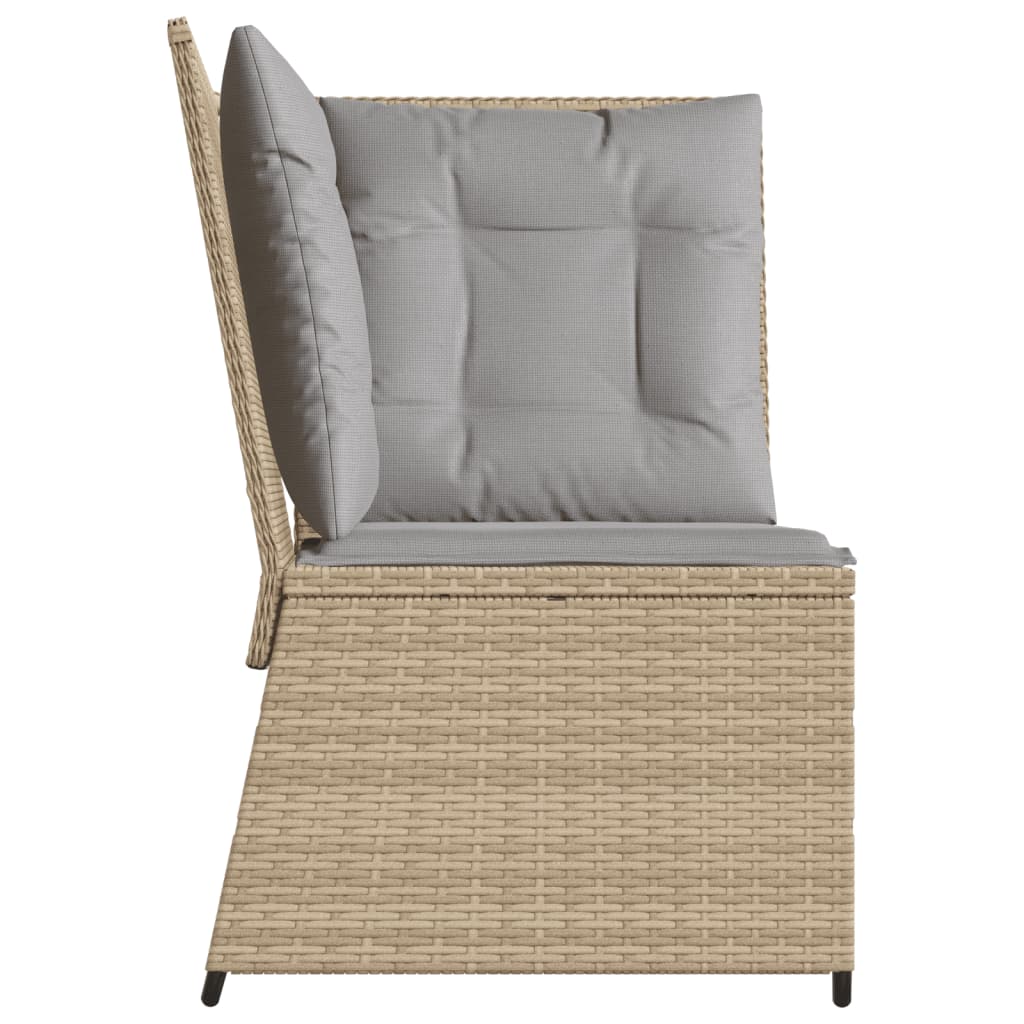 Tuinhoekbank met kussens poly rattan beige