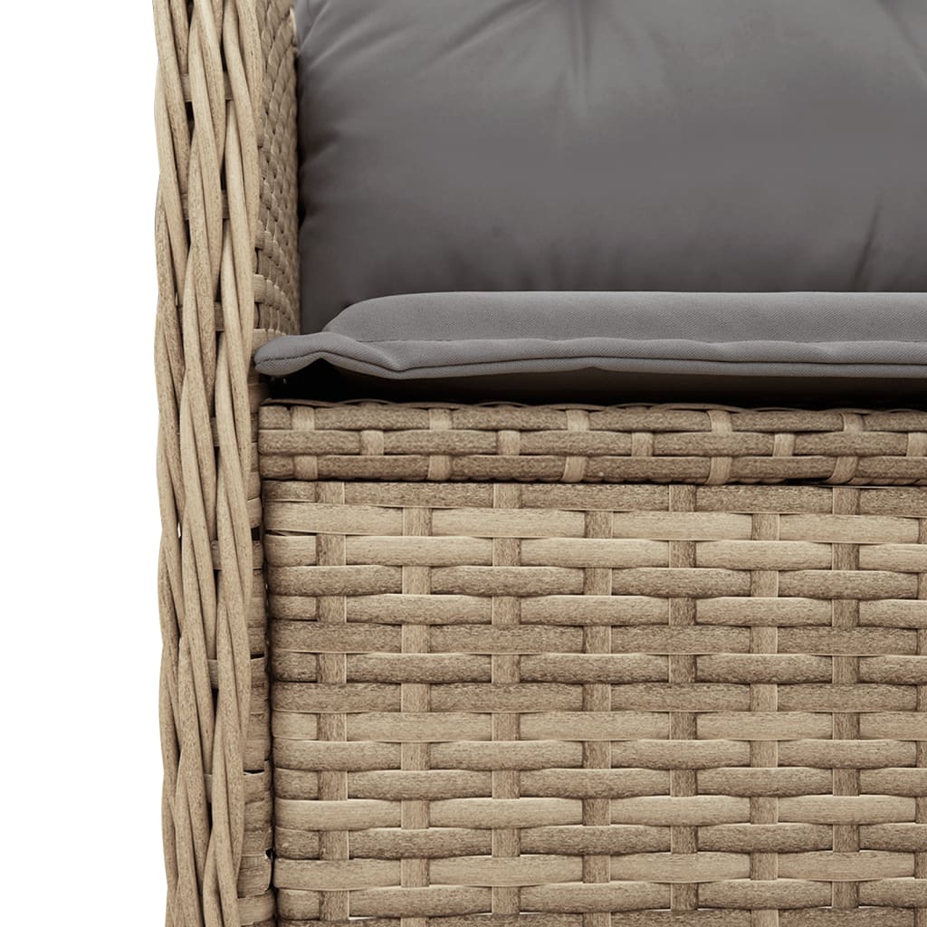 Tuinhoekbank met kussens poly rattan beige