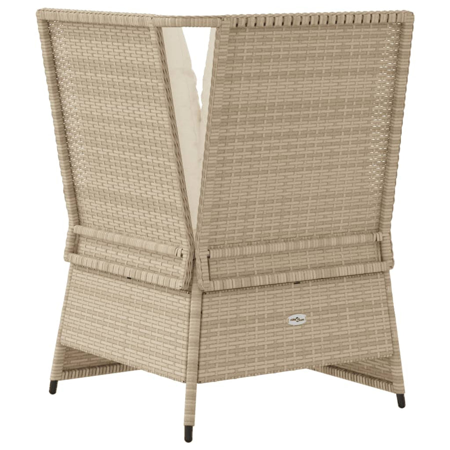 Tuinhoekbank met kussens poly rattan beige