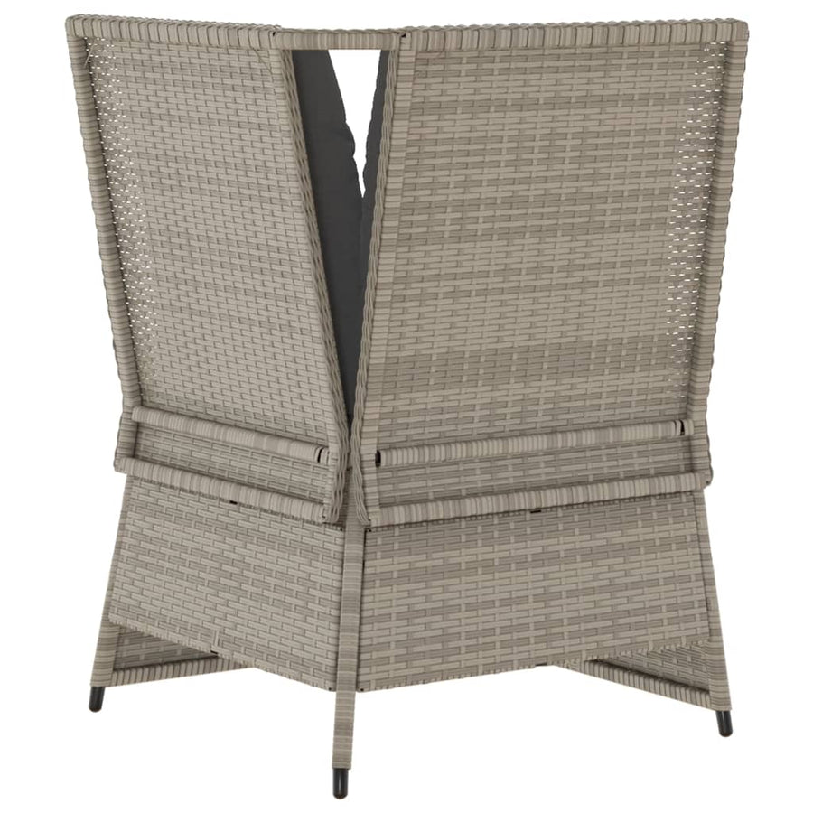 Tuinhoekbank met kussens poly rattan lichtgrijs