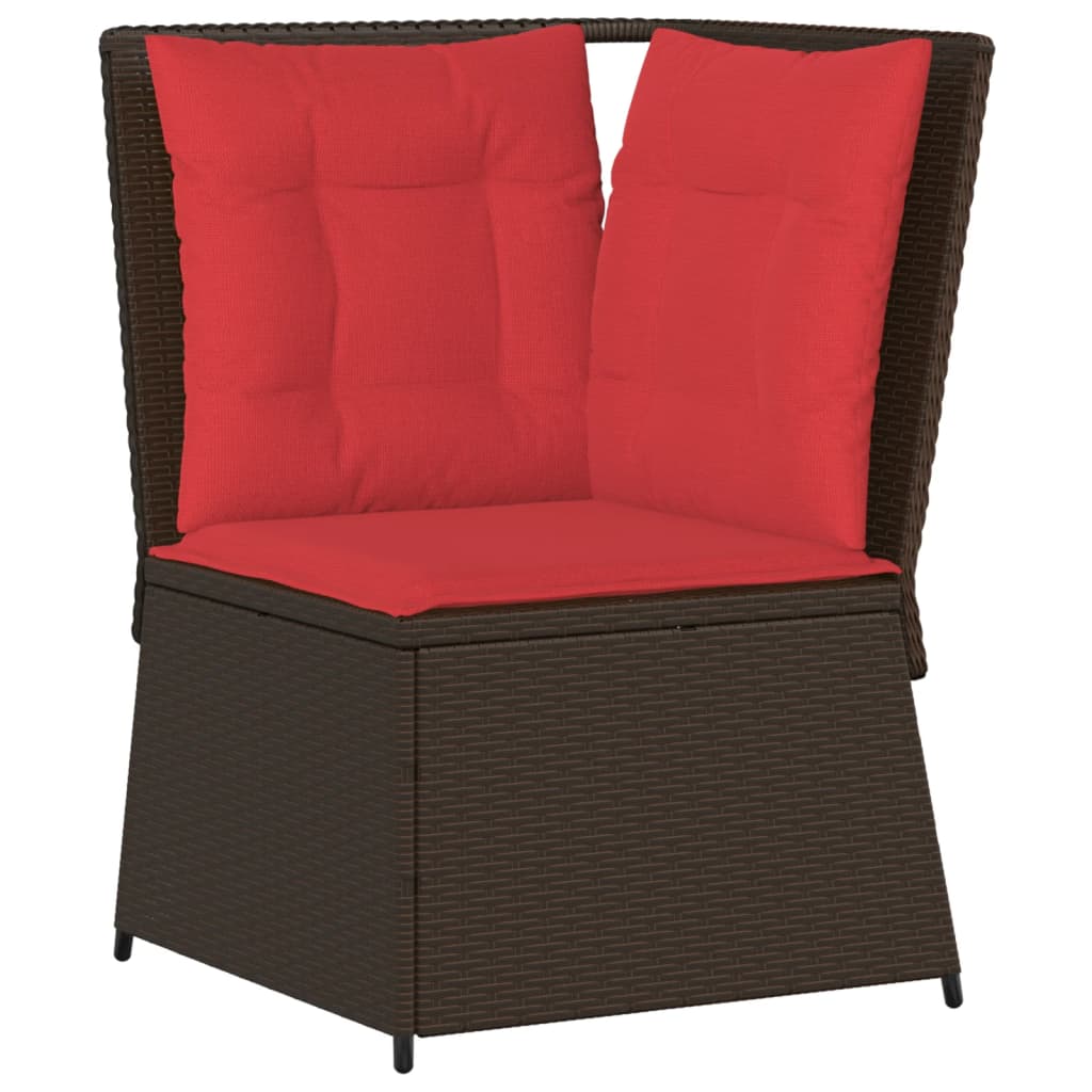 Tuinbankhoek met kussens bruin poly rattan