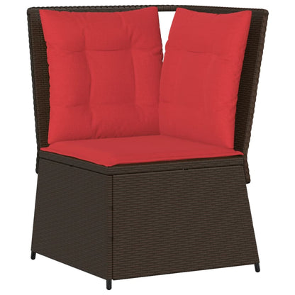 Tuinbankhoek met kussens bruin poly rattan