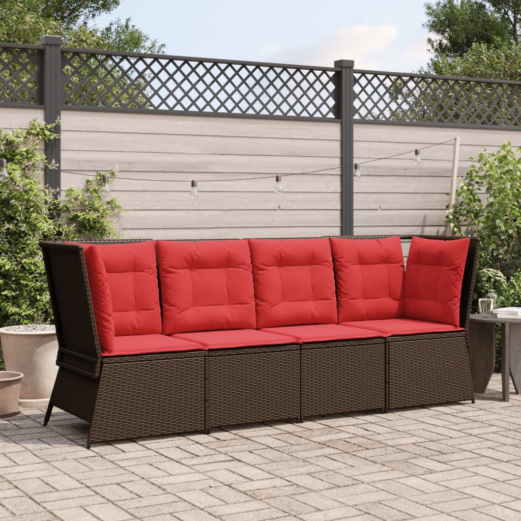 Tuinbankhoek met kussens bruin poly rattan