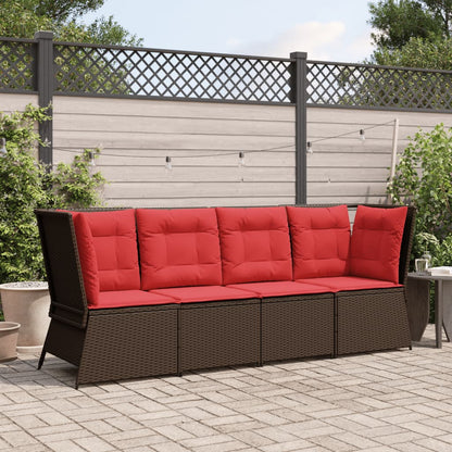 Tuinbankhoek met kussens bruin poly rattan