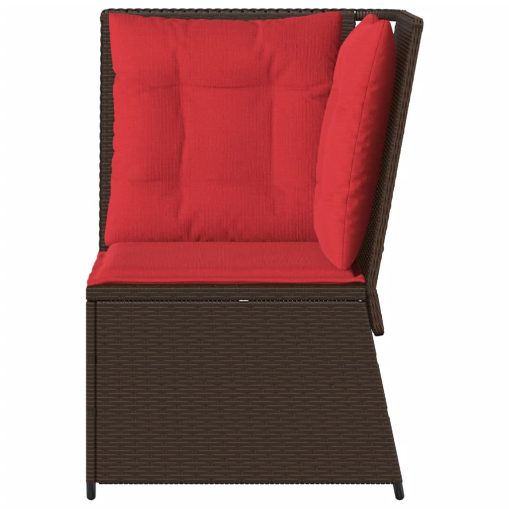 Tuinbankhoek met kussens bruin poly rattan