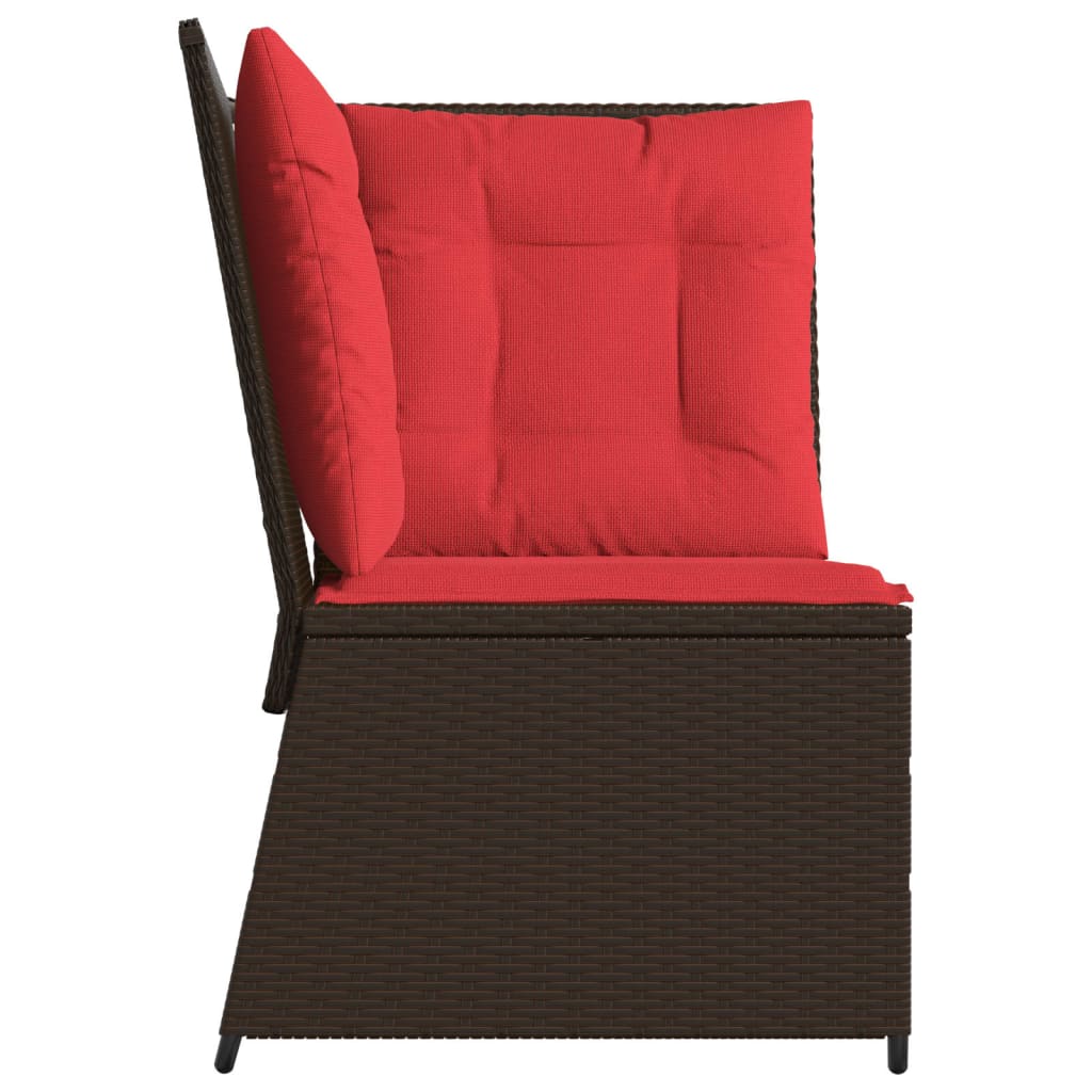 Tuinbankhoek met kussens bruin poly rattan