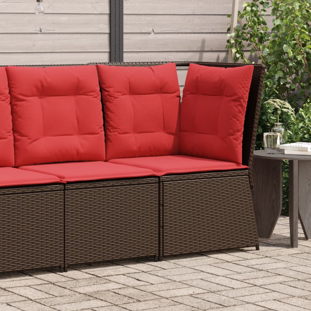 Tuinbankhoek met kussens bruin poly rattan