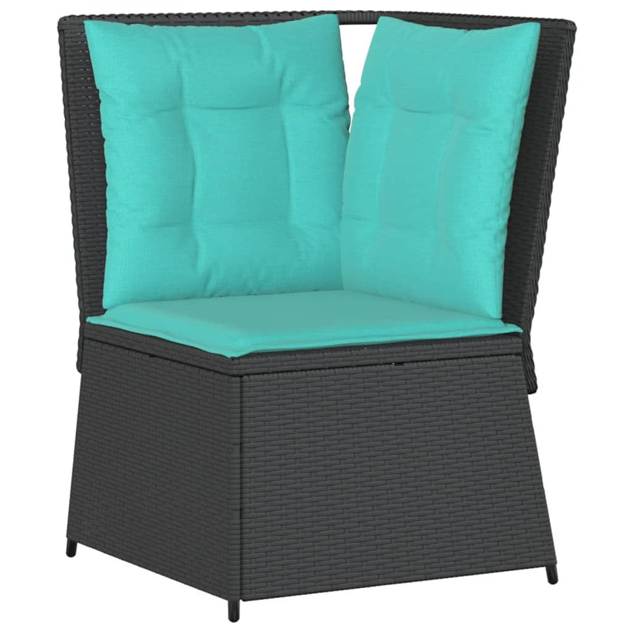Tuinbankhoek met kussens zwart poly rattan