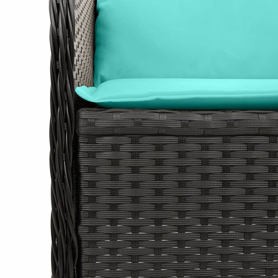 Tuinbankhoek met kussens zwart poly rattan