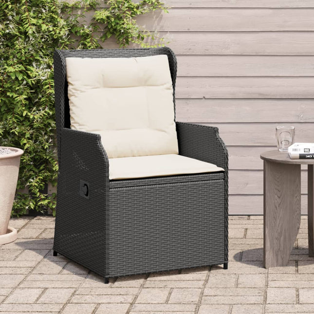 Tuinstoelen 2 st verstelbaar met kussens poly rattan zwart