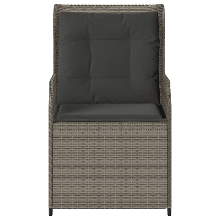Tuinstoelen 2 st verstelbaar met kussens poly rattan grijs