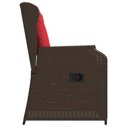 Ligstoelen voor in de tuin 2 st met kussens bruin poly rattan