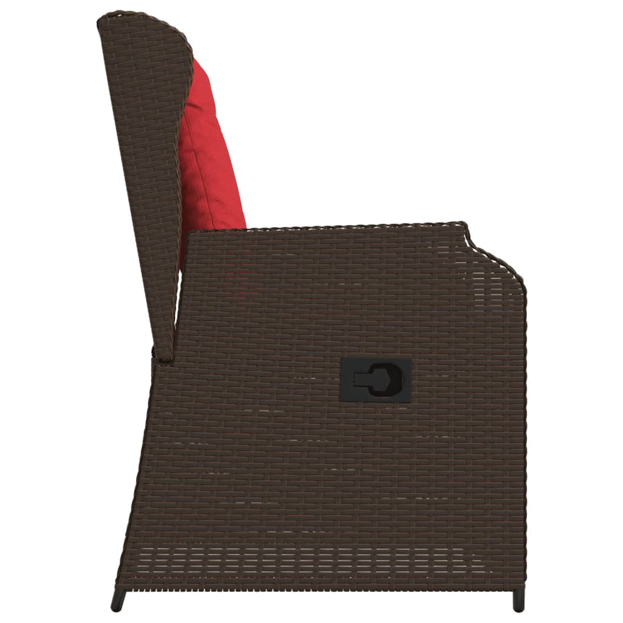 Ligstoelen voor in de tuin 2 st met kussens bruin poly rattan