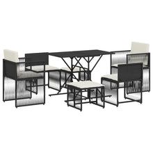 7-delige Tuinset met kussens poly rattan zwart