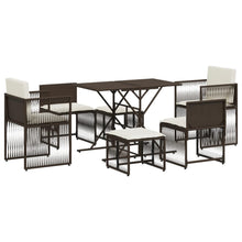7-delige Tuinset met kussens poly rattan bruin