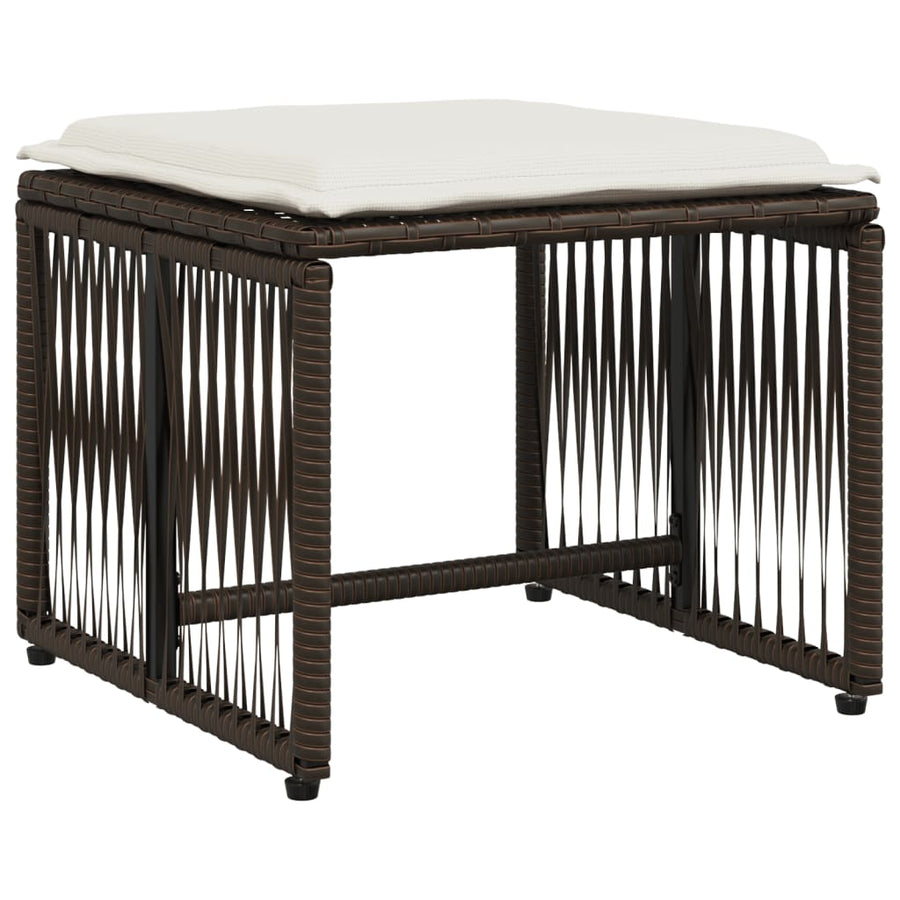 7-delige Tuinset met kussens poly rattan bruin