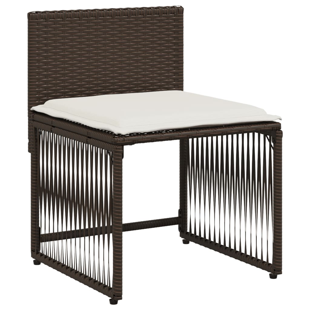 7-delige Tuinset met kussens poly rattan bruin