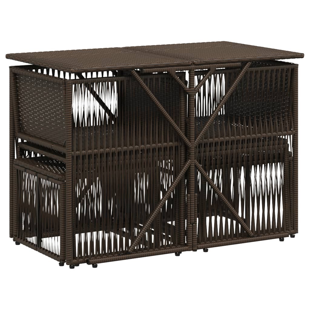 7-delige Tuinset met kussens poly rattan bruin