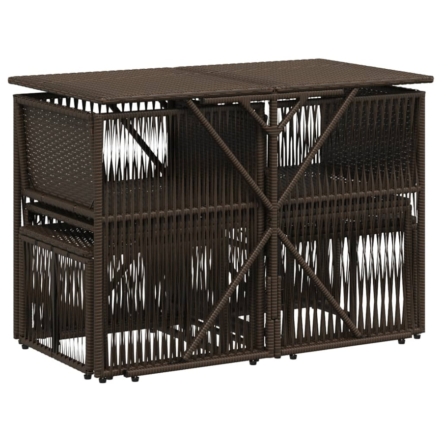 7-delige Tuinset met kussens poly rattan bruin