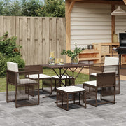 Tuinset 7-delig poly rattan bruin met kussens