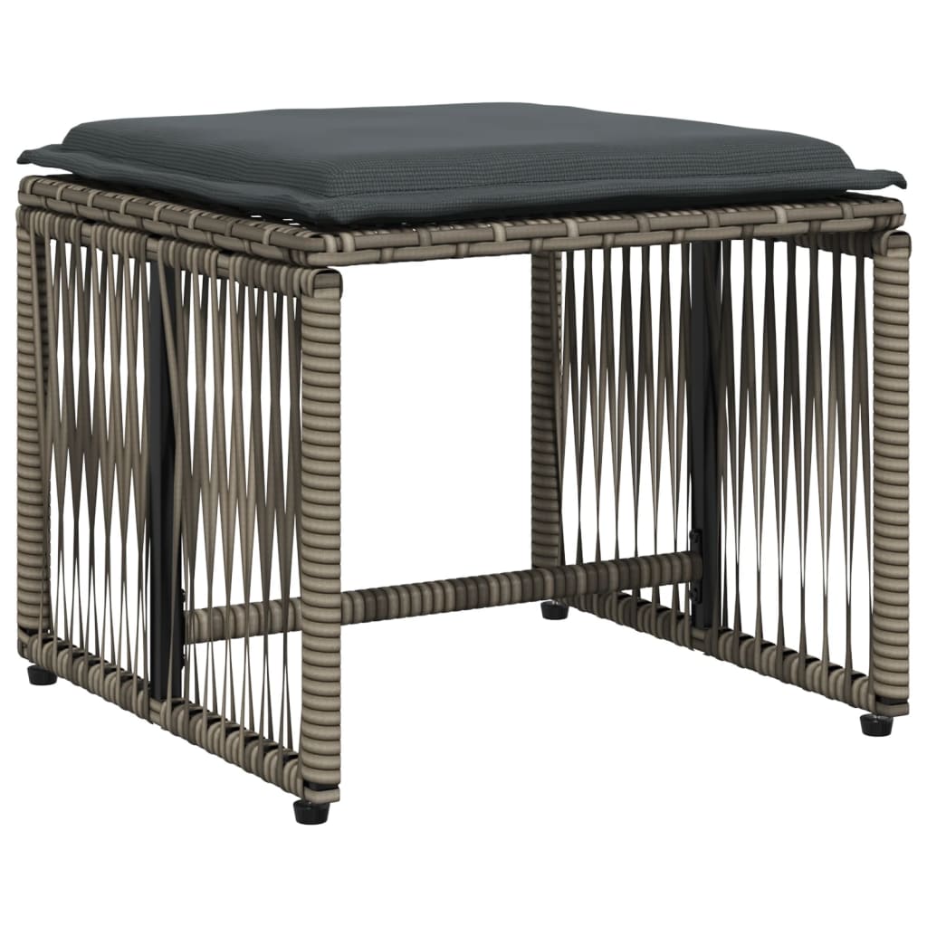 7-delige Tuinset met kussens poly rattan grijs