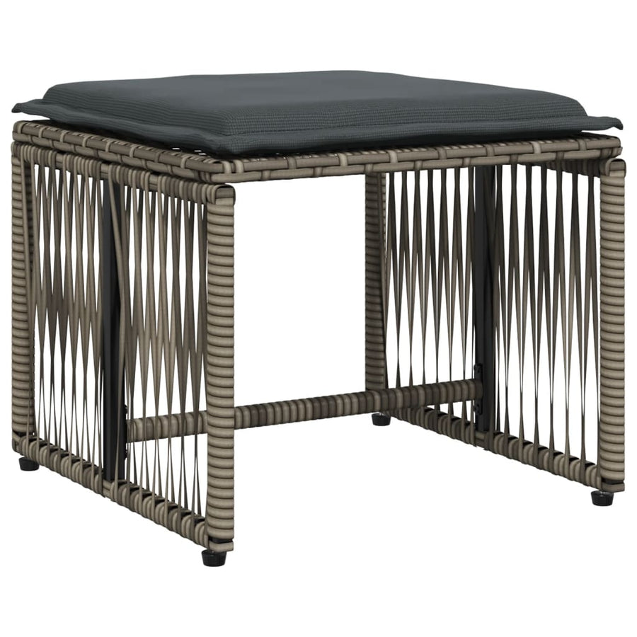 7-delige Tuinset met kussens poly rattan grijs