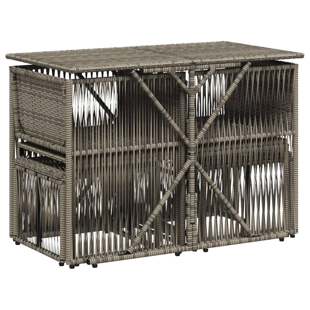 7-delige Tuinset met kussens poly rattan grijs