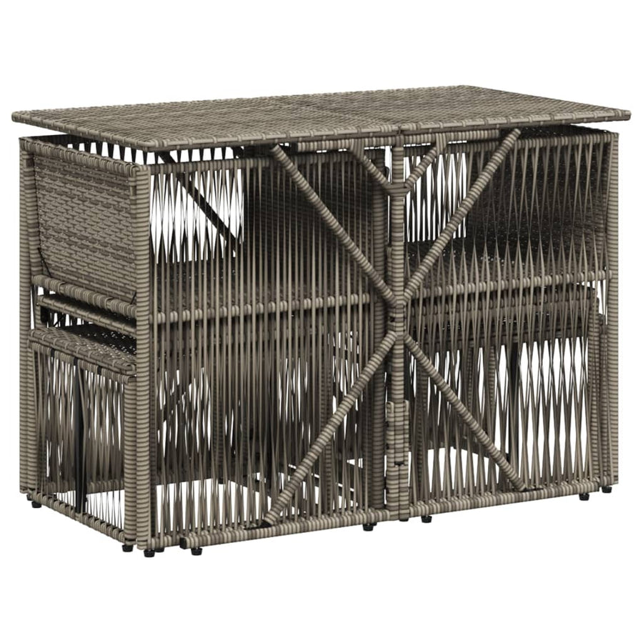 7-delige Tuinset met kussens poly rattan grijs