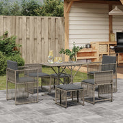 Tuinset 7-delig poly rattan grijs