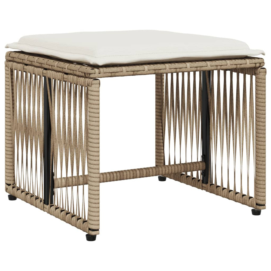 7-delige Tuinset met kussens poly rattan beige