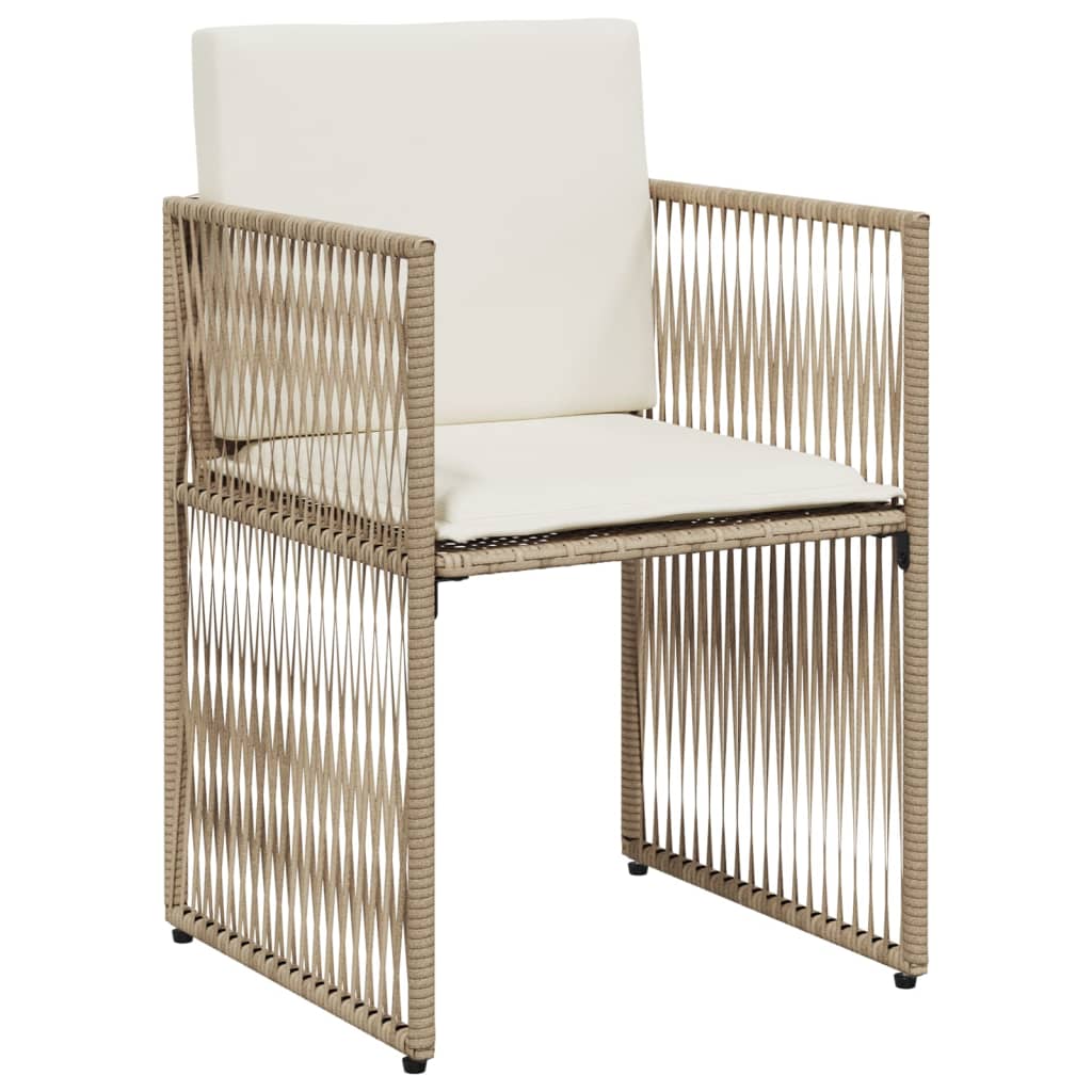 7-delige Tuinset met kussens poly rattan beige
