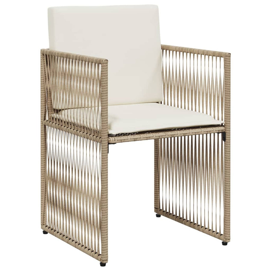 7-delige Tuinset met kussens poly rattan beige