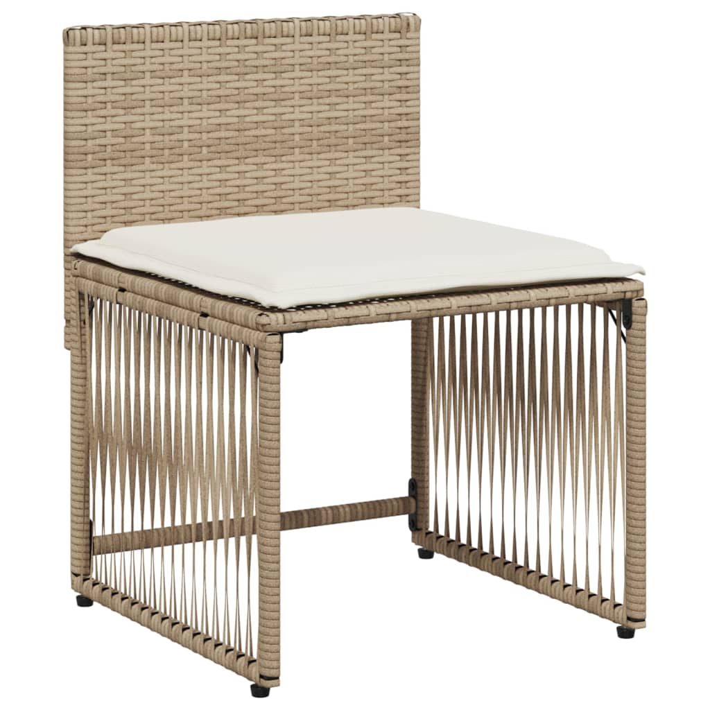 7-delige Tuinset met kussens poly rattan beige