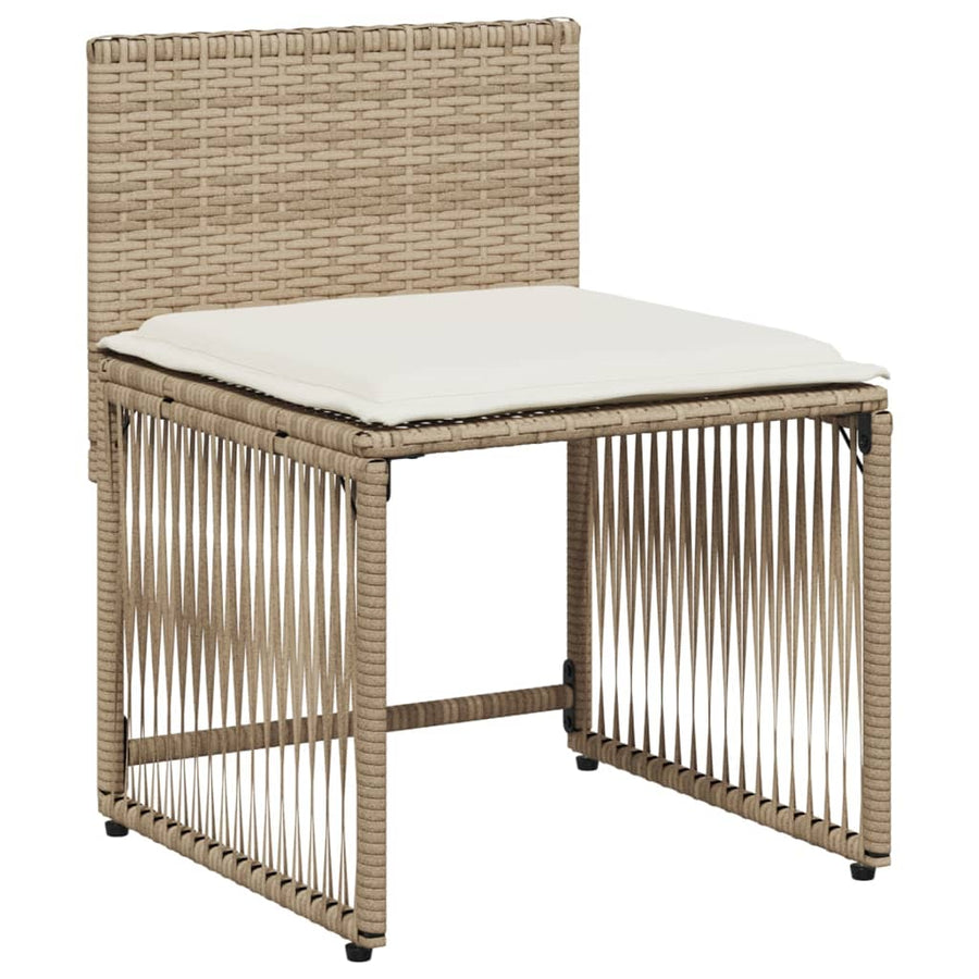 7-delige Tuinset met kussens poly rattan beige