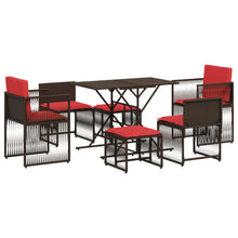 7-delige tuineetset met kussens bruin poly rattan