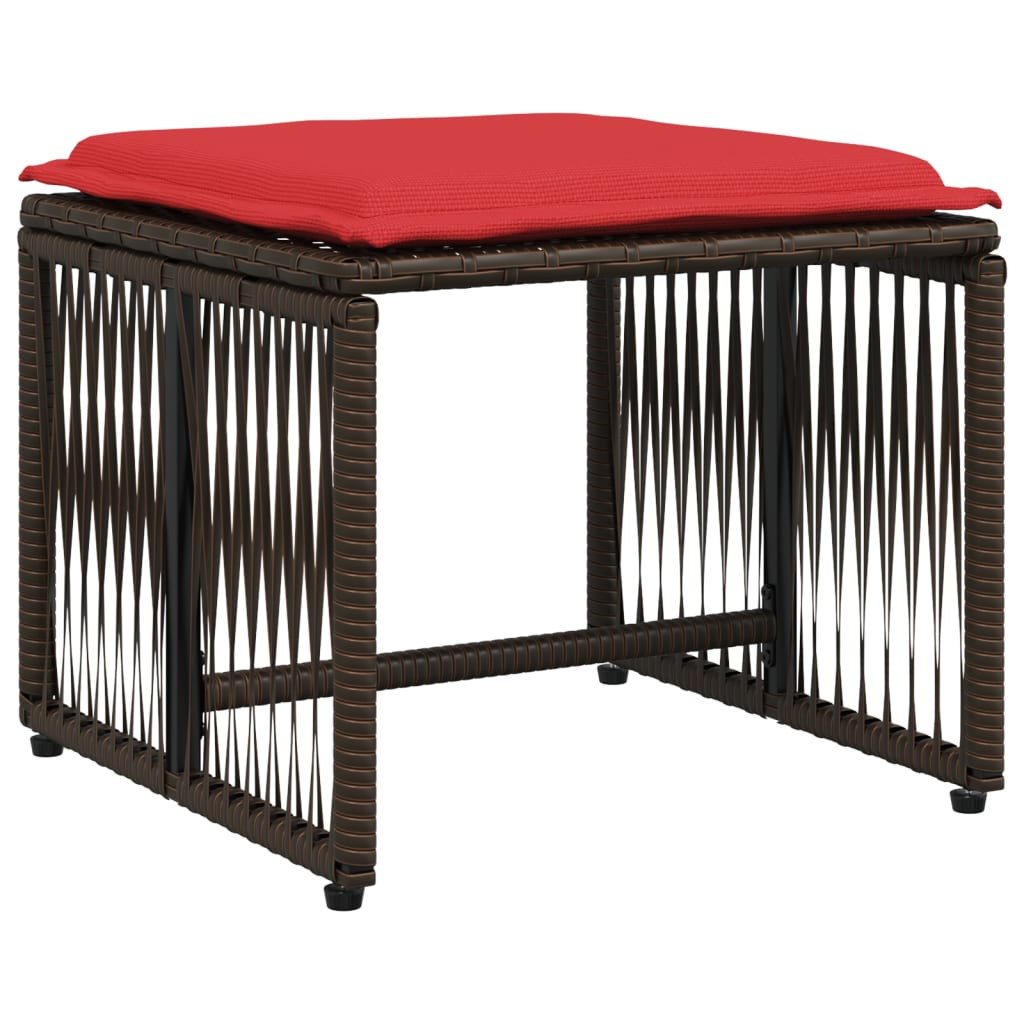 7-delige tuineetset met kussens bruin poly rattan