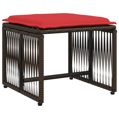 7-delige tuineetset met kussens bruin poly rattan