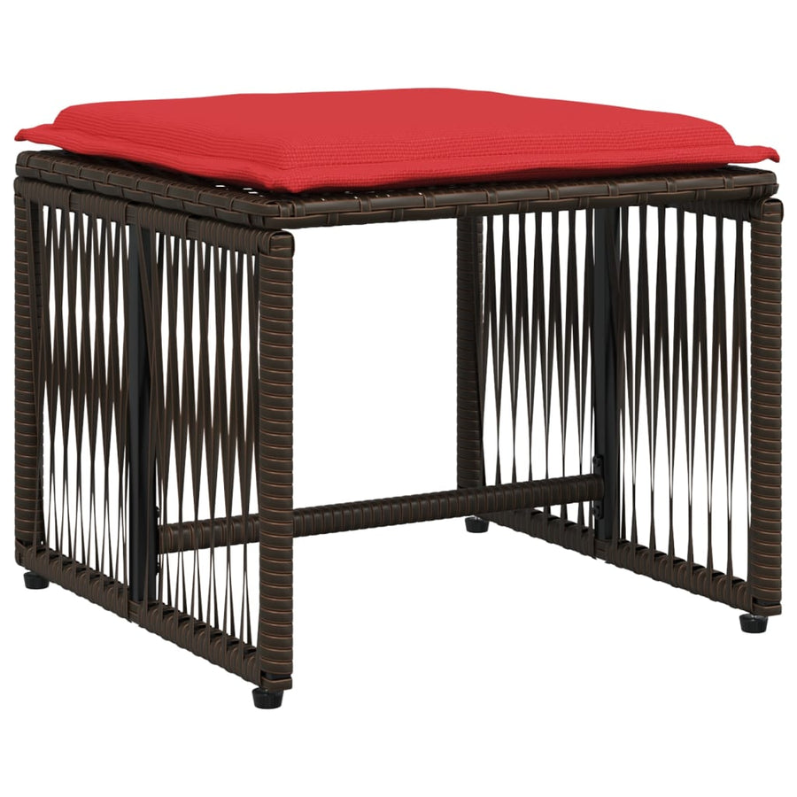 7-delige tuineetset met kussens bruin poly rattan