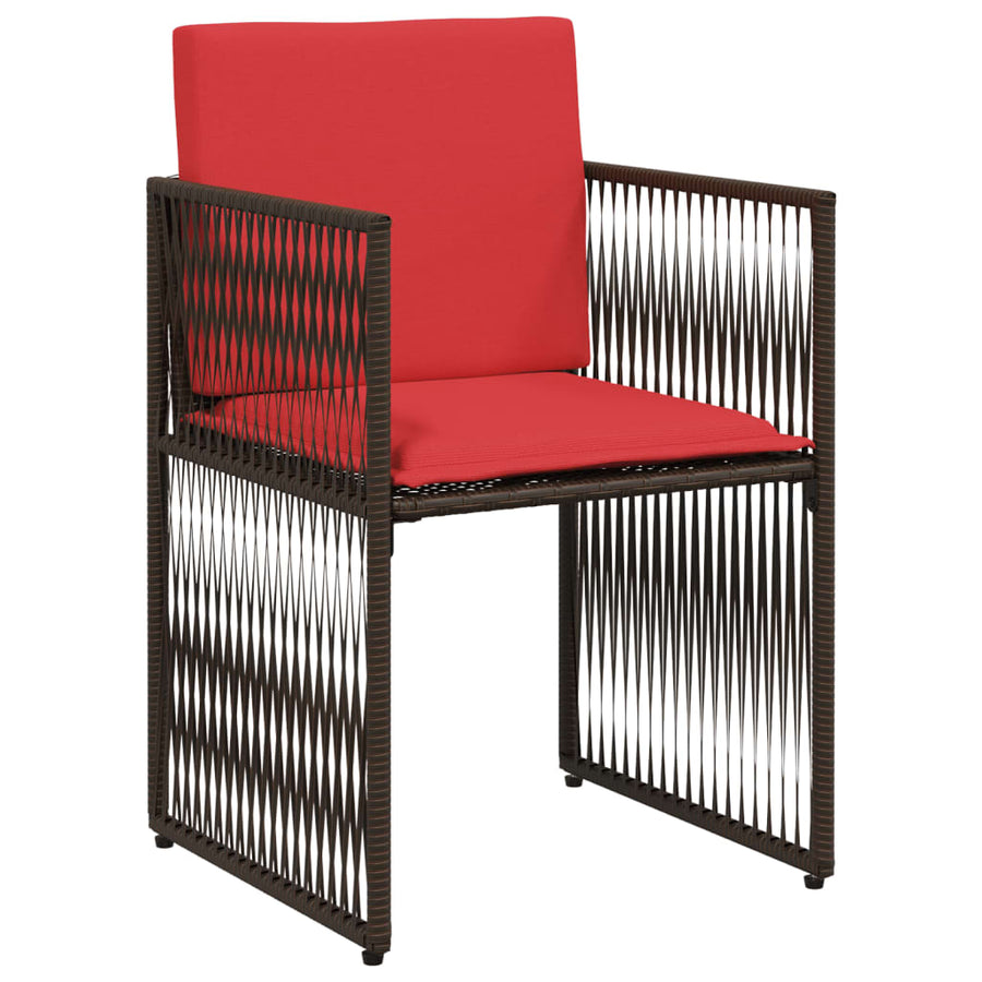 7-delige tuineetset met kussens bruin poly rattan