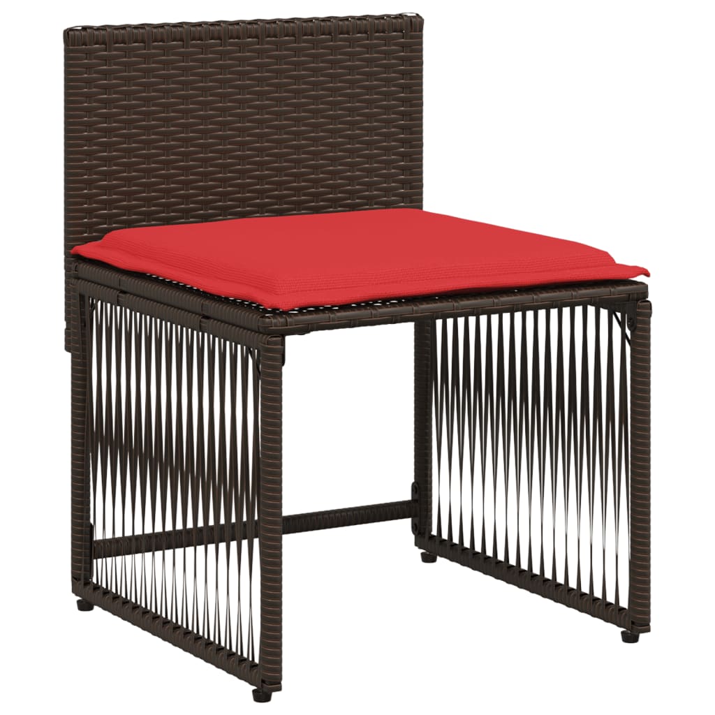 7-delige tuineetset met kussens bruin poly rattan