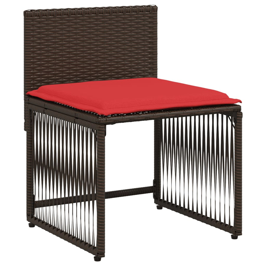 7-delige tuineetset met kussens bruin poly rattan