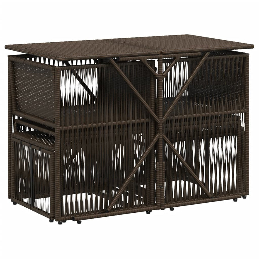 7-delige tuineetset met kussens bruin poly rattan