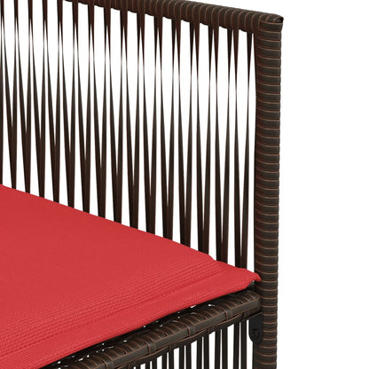 7-delige tuineetset met kussens bruin poly rattan