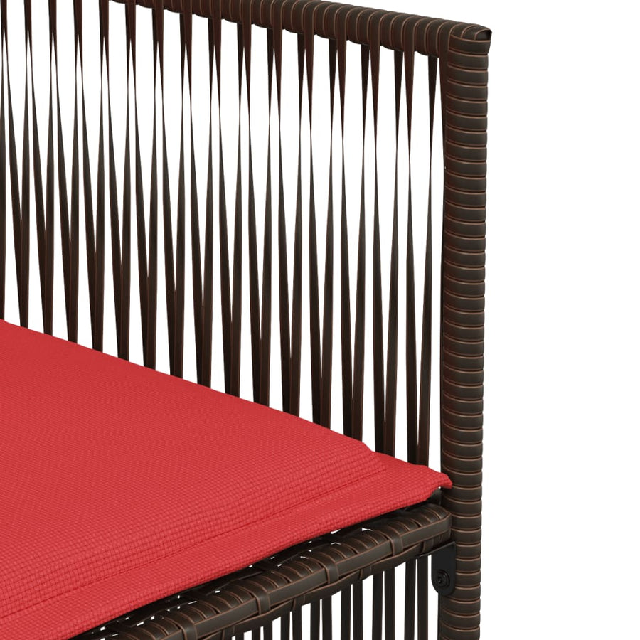 7-delige tuineetset met kussens bruin poly rattan