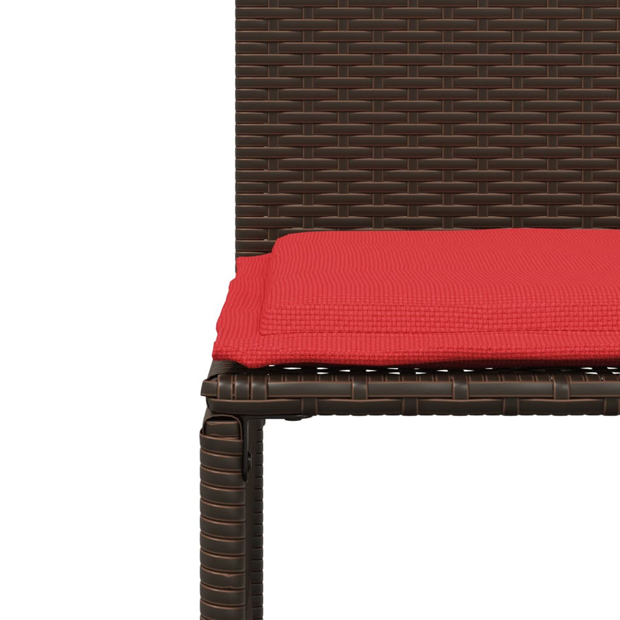 7-delige tuineetset met kussens bruin poly rattan