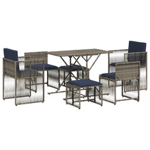7-delige tuineetset met kussens grijs poly rattan