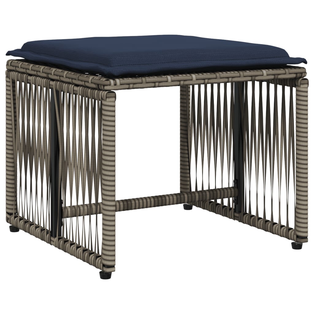 7-delige tuineetset met kussens grijs poly rattan